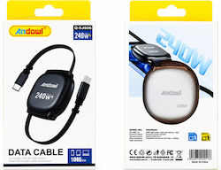 Andowl Прибиращ се кабел USB-C мъжки - USB-C 24...