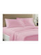 Economy Set Bed Sheets for Single Bed with Rubber Hugger 100x200+33cm Pink 3 Pieces