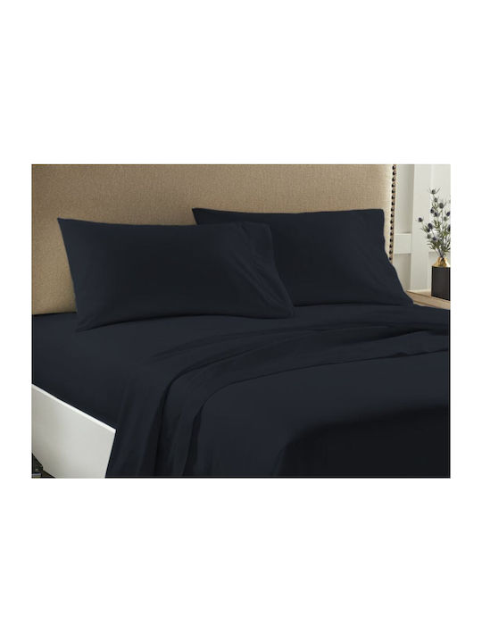 Economy Set Bed Sheets for Single Bed 160x263cm Black 3 Pieces