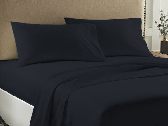 Economy Set Bed Sheets for Single Bed 160x263cm Black 3 Pieces