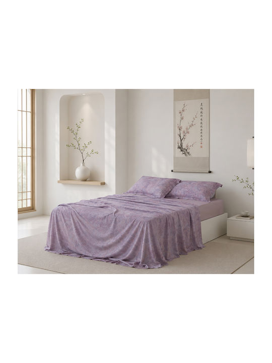 Silk Fashion Bed Sheet Set With 2 Pillowcases Super King Size With Rubber Hugger 160x200+40cm Silva 3 Pieces