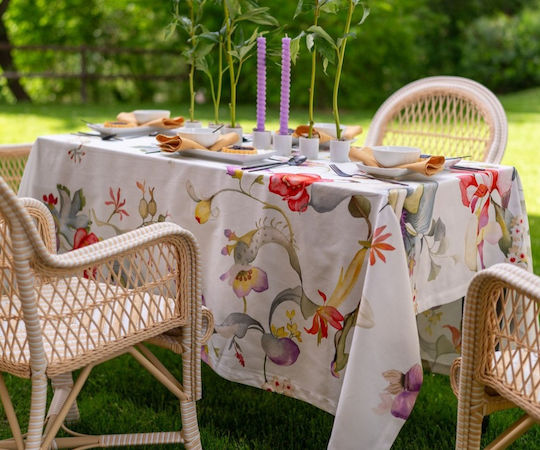 Tessitura Toscana Telerie Cotton Tablecloth Onirica Orange 170x360cm