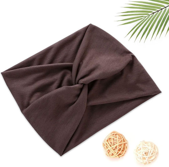 Crossed Headband Hair In Brown Soft Solid Cotton