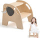 Turn de învățare Montessori din lemn pentru copii Scaun înalt de baie cu 2 trepte antiderapant design elefant BebeLogic