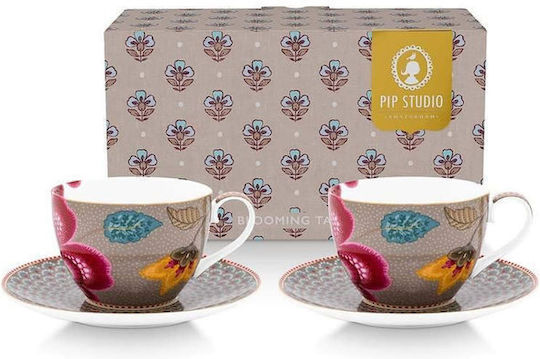 PiP Studio Blooming Tales Set Tassen Cappuccino Aus Porzellan Weiße 280ml 2 Stück