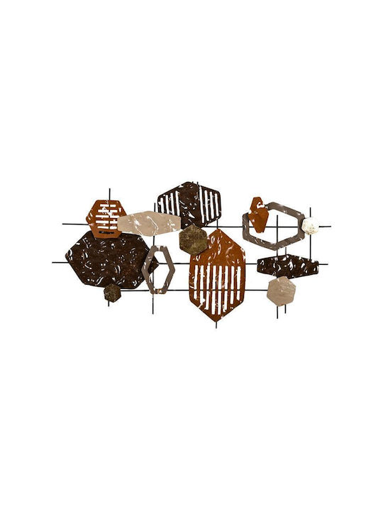 Fylliana Geometric Wall Decor Element Brown Metal 90x3x48cm