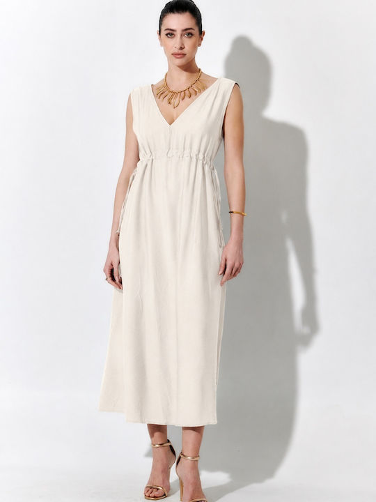 Theros Island Sommer Maxi Damenkleid Ecru S262032