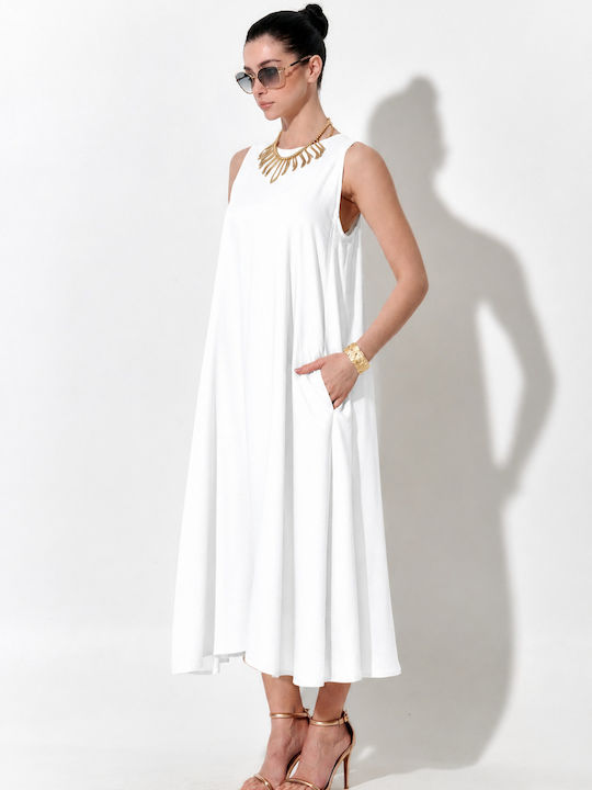 Theros Island Sommer Maxi Damenkleid Weiß S262008