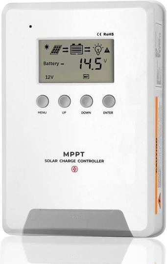 Aca Light Ρυθμιστης Φορτισης Mppt 60a Νυχτερινης Λειτουργιας 12 24 48vdc Lcd Οθονη