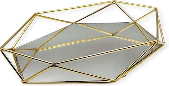 Hochzeits Tablett aus Metall mit Spiegel Gold