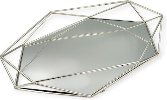 Hochzeits Tablett aus Metall mit Silber Spiegel