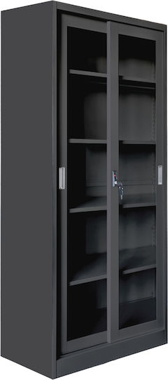 Βιβλιοθήκη Sider Μαύρη 90x40x185εκ.