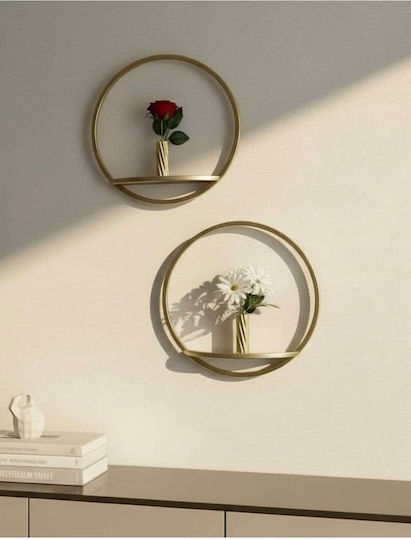 SteweHome Decorative Wreath Gold Made of Metal 30x30cm 2 Pieces