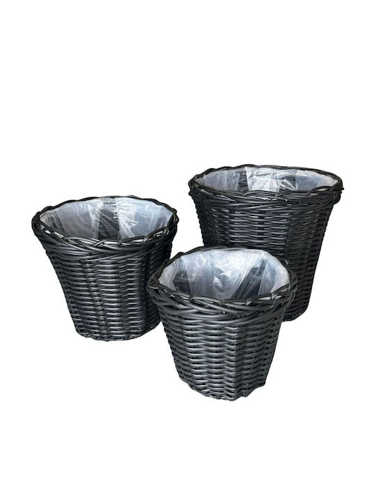 Scandinavian Collection Комплект Декоративни Кошници Ратан Черни 3 Бройки