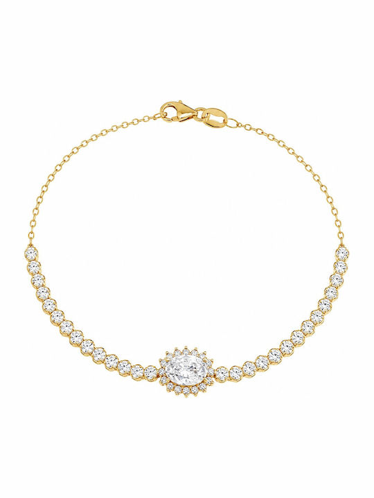 Senzio Belibasakis Women's Rosette Bracelet in 9K Gold with Zircon 3MAN.312BP