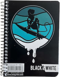 Black & White Surf: Spiral Ruled Notebook in Black Black & White Surf: Spiral Ruled Notebook in Black