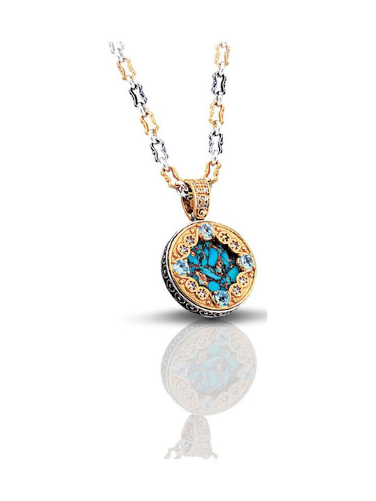 Dimitrios Exclusive Necklace From Gold Plated Silver With Turquoise Zircon