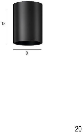 Luma Таванно Спот с Цокъл GU10 в Черен Цвят