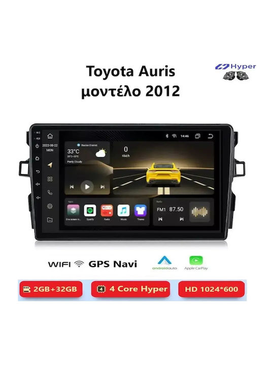 Hyper Car Audio System for Toyota Auris 2012 (Bluetooth/USB/WiFi/GPS/Apple CarPlay/Android Auto) with 9" Touch Screen