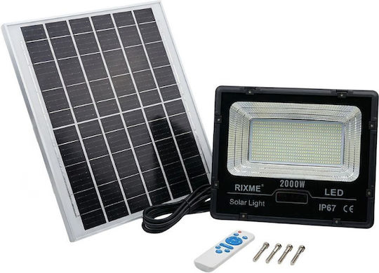 Rixme Waterproof Solar LED Flood Light 2000W Cold White with Remote Control IP67
