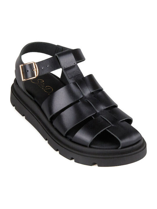 Silia D Leder Flache Damen Gladiator Sandalen F...
