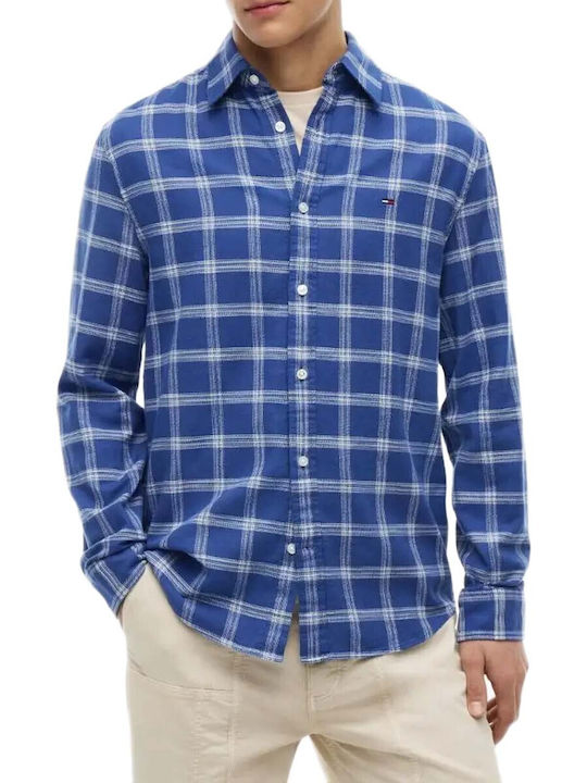 Tommy Hilfiger Kurzärmeliges Herrenhemd in normaler Passform Geprüft Blau Raph
