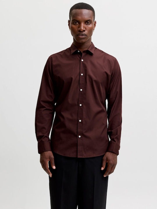 Jack & Jones Long Sleeve Shirt in Narrow Fit Brown