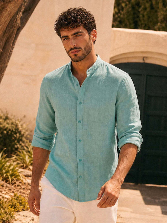 Panda Clothing Μακρυμάνικo Λινό Πουκάμισο σε Κα...