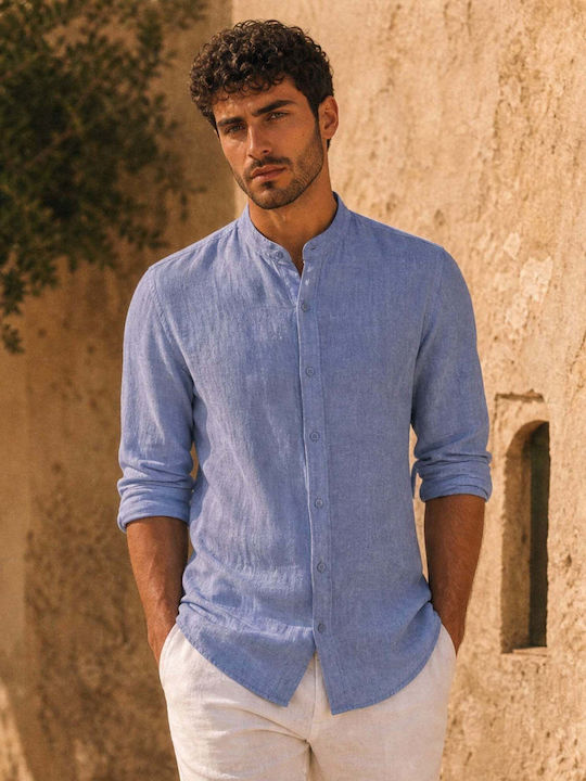 Panda Clothing Μακρυμάνικo Λινό Πουκάμισο σε Κα...