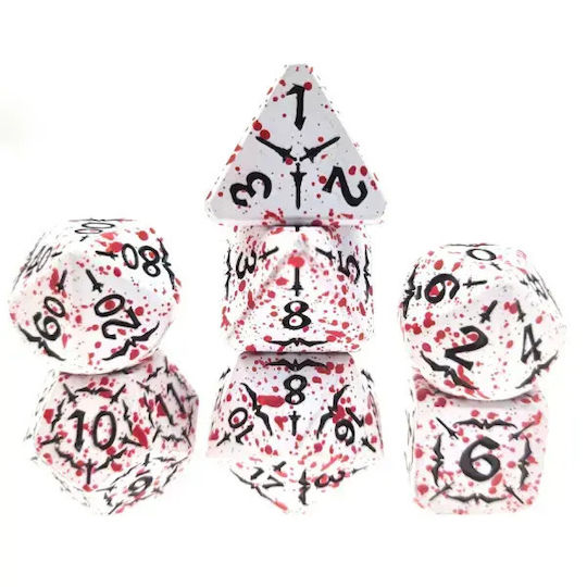 Suegao Set 7 Adler Solide Metallwürfel Rollenspiele Weiß/Schwarz-Rot