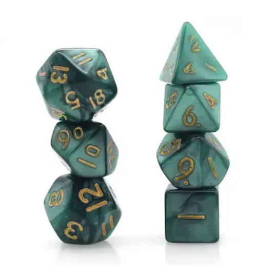 Suegao Set 7 Zaruri Mini Perlate Jocuri De Rol Verde Închis Aurii