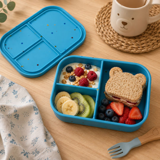 Dodo's Land Kids Food Container Made of Silicone 0.8 Litre Blue 18.6 x 13.8 x 6.5 cm