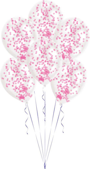 Set Latex Luftballons – Transparente Rosa Konfetti 6 Stück