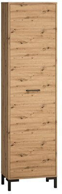 Larnolo 100 Single Door Wardrobe with Mirror Black 54x33x200cm
