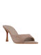 Suede Damen Pantoletten mit Hoch Absatz in Braune Farbe