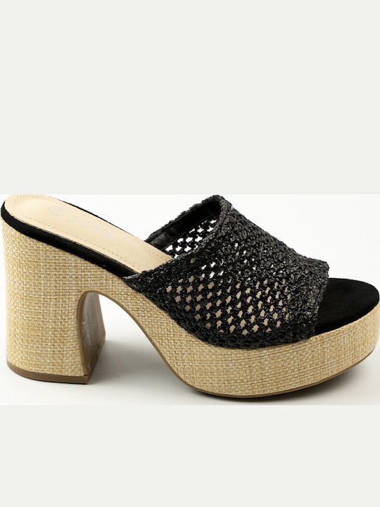 Fshoes Mules With High Heel In Black Colour