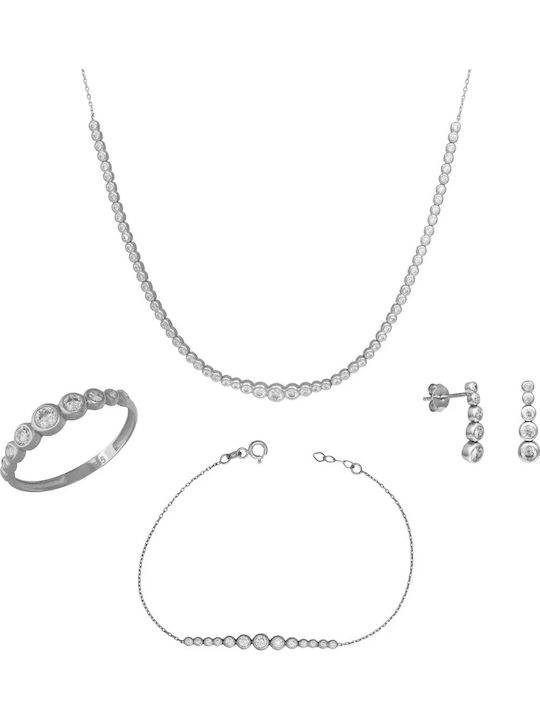 Set with Necklace Earrings Ring & Bracelet from 14K Gold with Stones Set with Necklace Earrings Ring & Bracelet from 14K Gold with Stones