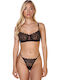 Comfort Set de lenjerie intimă din dantelă Sutien cu String Negru