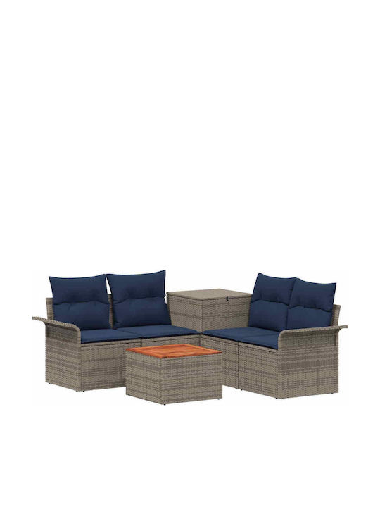 vidaXL Garten- und Outdoor-Möbelsets Wohnzimmer Typsatz 6 Stück Grau mit Kissen