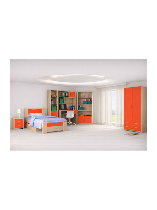 Kids Bedroom Set Smile Red Natural 8 Pieces with Bed for Mattress 110x190cm