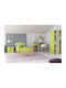 Kids Bedroom Set Paz Green 4 Pieces with Bed for Mattress 110x190cm