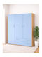 Drei Türen Kinderkleiderschrank Hellblau 110x50x180cm