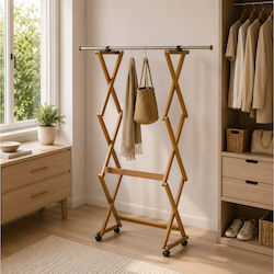Arredamenti Italia Trolley Garment Rack Wooden Folding Brown 140x32x161cm