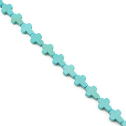 Chalcedony Cross 8x10mm 37 Pieces Cord Light Blue/Turquoise Package 2 Str