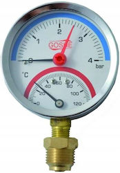 Radial Thermomanometer 80mm 0-4 Bar 0-120°c 1/2"