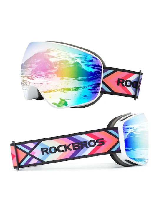Rockbros Μάσκα Σκι & Snowboard Παιδική Γκρι με Φακό Καθρέπτη σε Γκρι Χρώμα