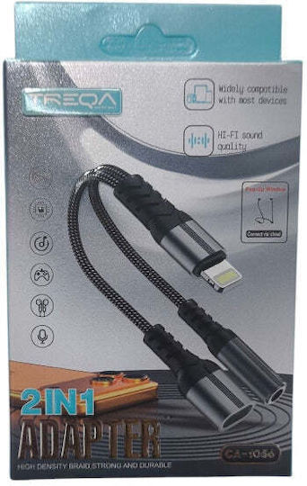 Treqa CA-1056 Lightning-Konverter männlich auf 3.5mm / Lightning weiblich Silber