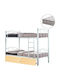 Floor Kids Single Bunk Bed with White Storage Space for 90x190cm Mattress
