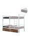 Pat Cușetă Single cu Spațiu de Stocare Alb pentru Saltea 90x190cm