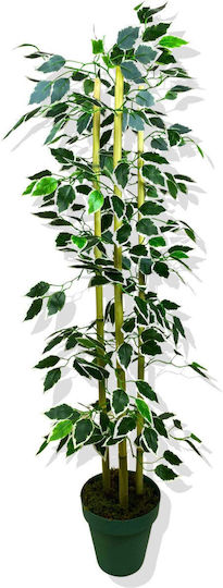 Stewehome Ficus Lyrata Plant Artificial Leaves 3 Bamboo Multicolour